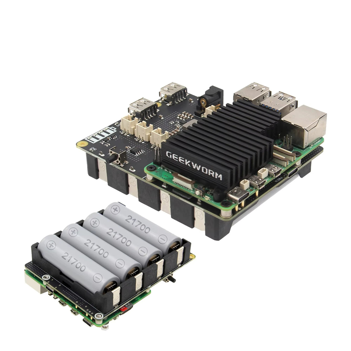 X1206 V2.0 Power Management Board 21700 5V UPS HAT Compatible with 4 Cell 21700 Batteries for Raspberry Pi 5