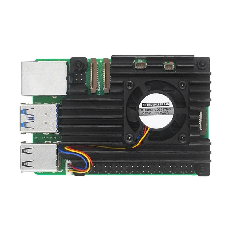 CNC Black Aluminum Case with Active and Passive Cooling Fan RPi 5 Metal Case for Electronic Components Raspberry Pi 5