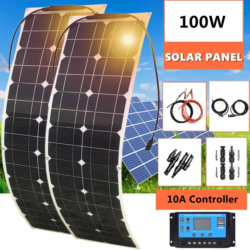 Custom 12V 100W Solar Panel Kit High Efficiency Monocrystalline Cell 50 Watt   Panel Solar System For Home Camping Car RV Boat Manufacturer