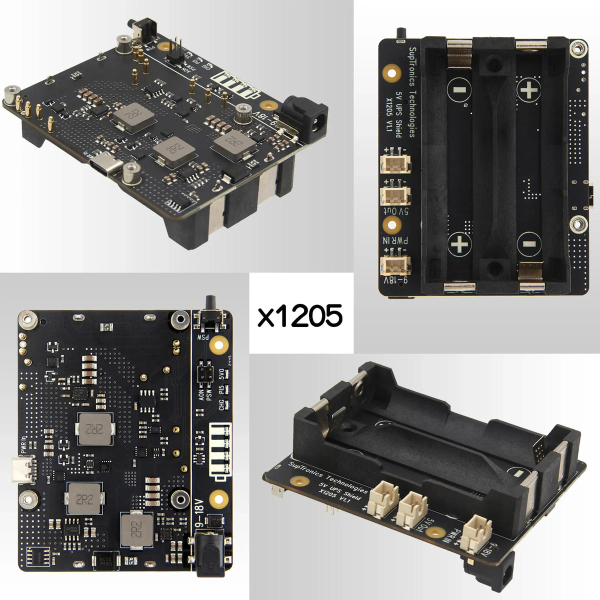 X1205 21700 5V UPS & Power Management Board Compatible with 2 Cell 21700 Batteries for Raspberry Pi 5