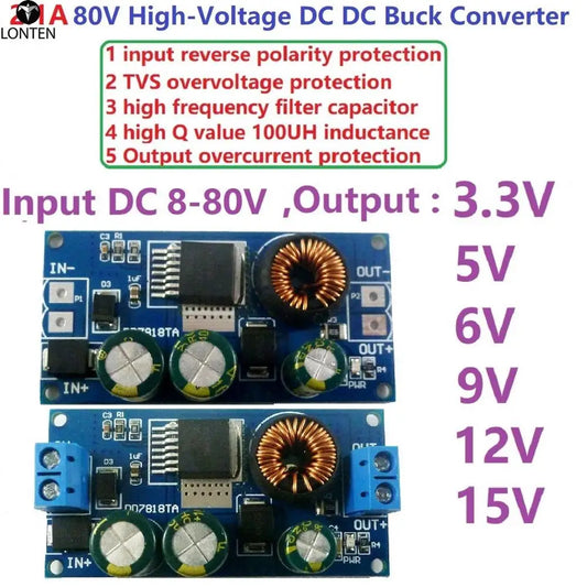 Custom 2.1A High-Voltage EBike DC-DC Converter Buck Step-Down Regulator Module 80V 72V 64V 60V 48V 36V 24V to 15V 12V 9V 6V 5V 3.3V Manufacturer