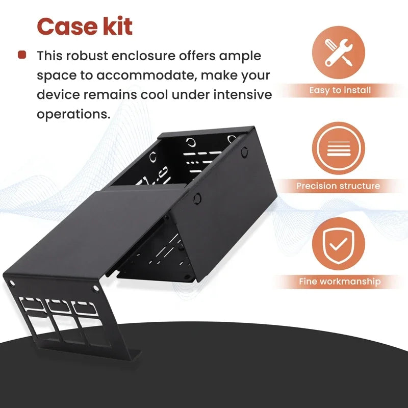 For Raspberry Pi 5 Industrial Grade Large Space Metal Case for Active Cooler Pcle/Poe HAT