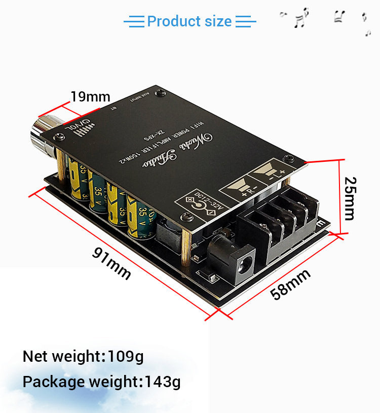 DA7498E 2*150W Audio Power Amplifier Stereo Subwoofer Theater AUX Equalizer AMP amplifier audio pcb assembly