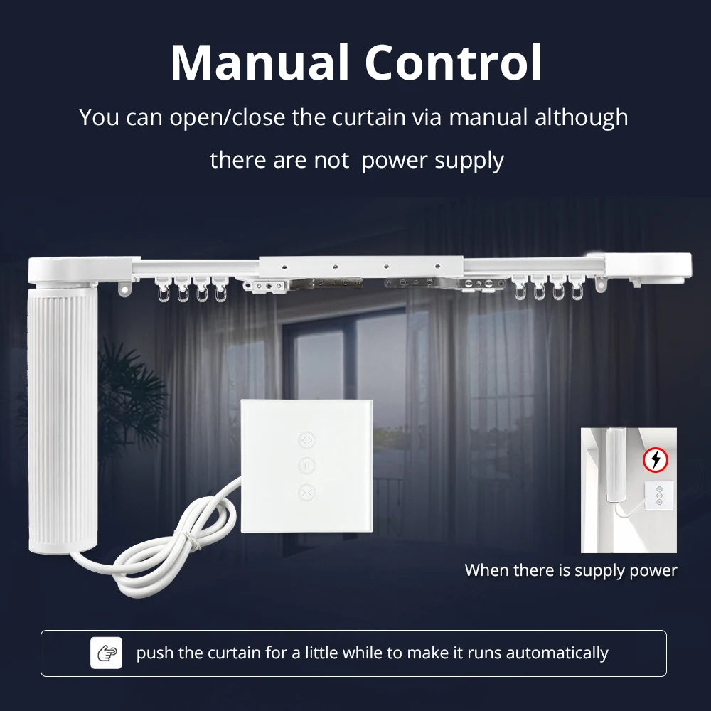 Custom Zigbee Smart Curtains With Curtain Track Wall Switch Motorized Curtains Rod SmarThings Control Smart House Manufacturer