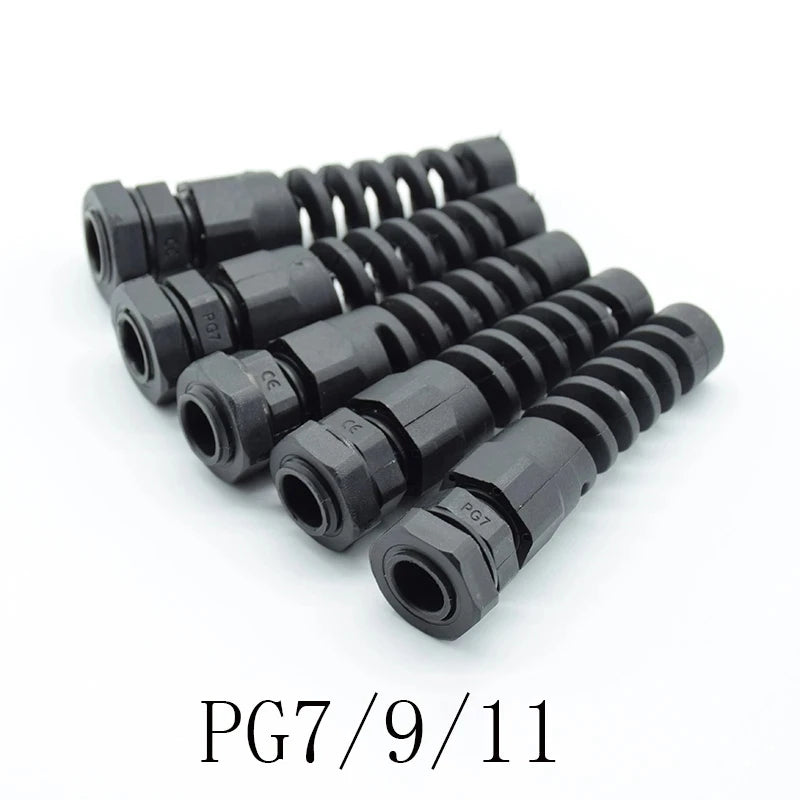 Custom IP68 Waterproof M12 PG7/PG9/PG11 Cable Gland Connector Plastic Flex Spiral Strain Relief Protector For 3.5-6mm Wire Thread Manufacturer