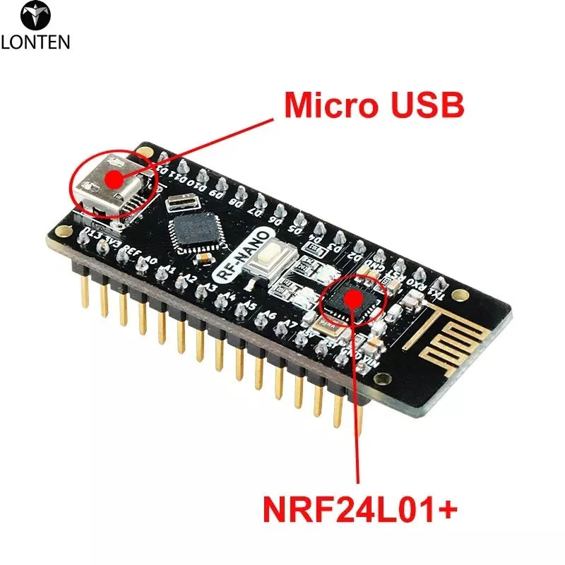 Custom RF Nano V3.0 Micro USB Module ATmega328P QFN32 5V 16M CH340 Integrate NRF24l01+2.4G Wireless Imme Manufacturer