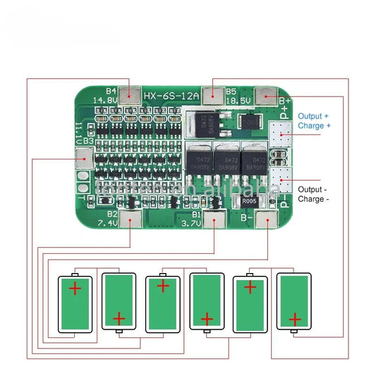 Custom 6S 15A 24V PCB BMS Protection Board For 6 Pack 18650 Li-ion Lithium Battery Cell Module New Arrival Manufacturer