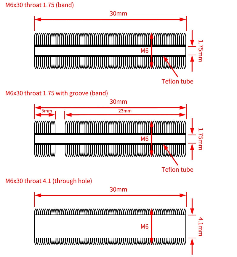 Custom Stainless Steel Throat Long M6 30mm 40mm Threaded For MK8 MK9 1.75mm Filament 3D Printers Parts Tube Full Metal Part 4.1 Manufacturer