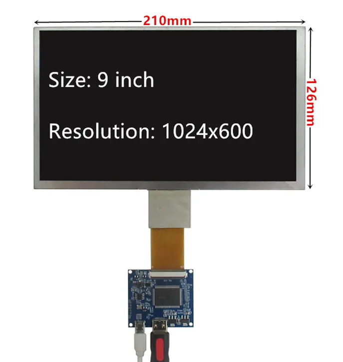 Custom 9 Inches 1024*600 Screen Display LCD Monitor With Driver Control Board Mini HD-Compatible For Orange Raspberry Pi 1 2 3 Manufacturer