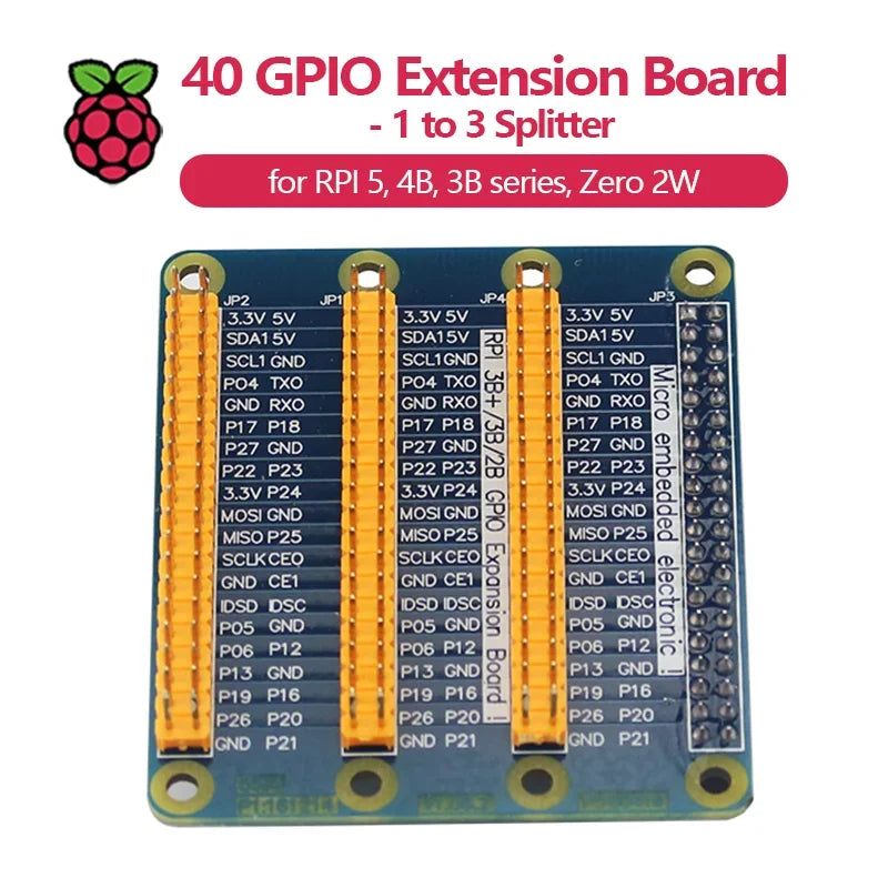 Raspberry Pi GPIO Extension Board 1 To 3, 40 Pin GPIO Module for Raspberry Pi 5, 4B, 3B+/3B, Zero 2 W Banana Pi