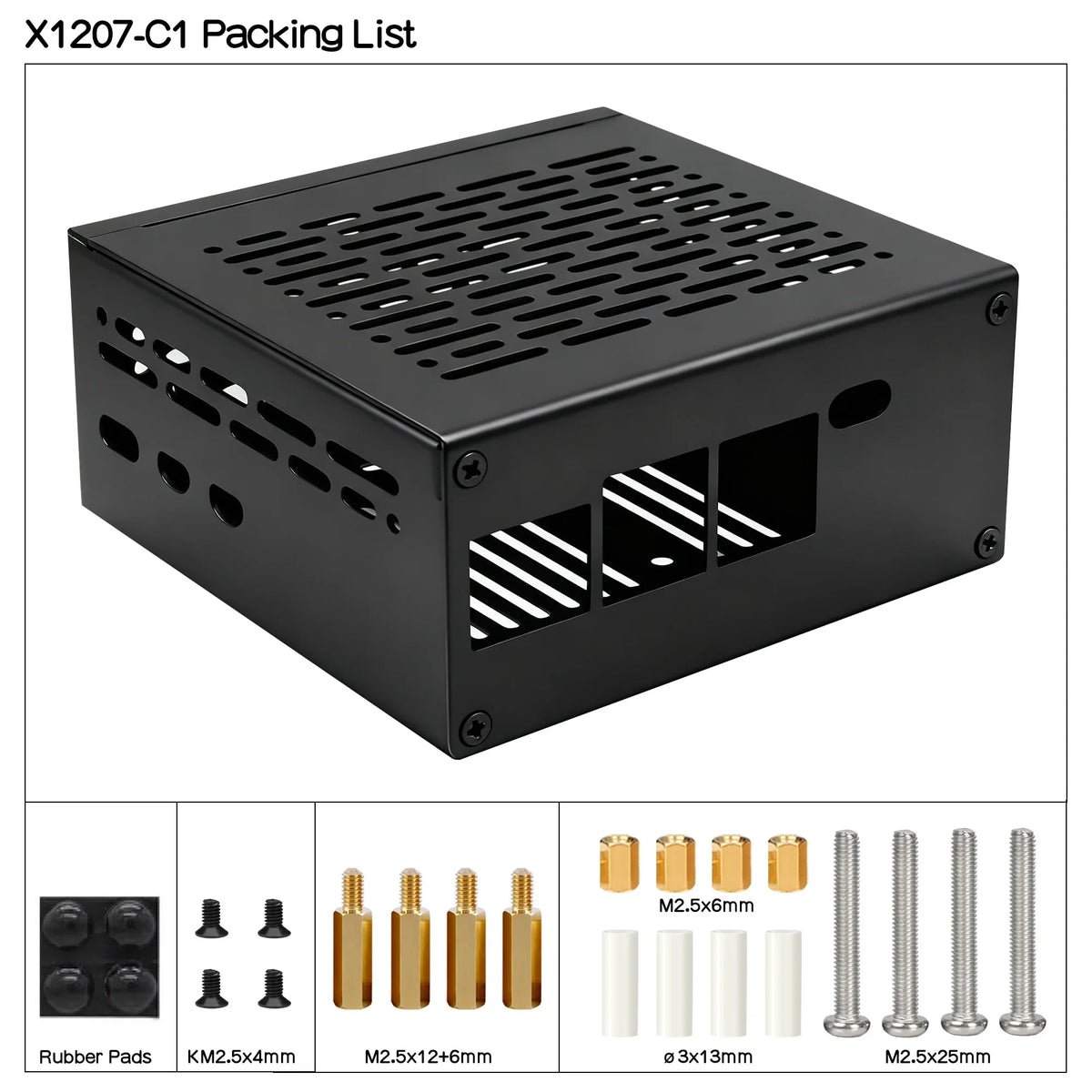 X1207-C1 Metal Case Compatible with X1207 / X1208 UPS HAT & Raspberry Pi 5 & Official Cooler