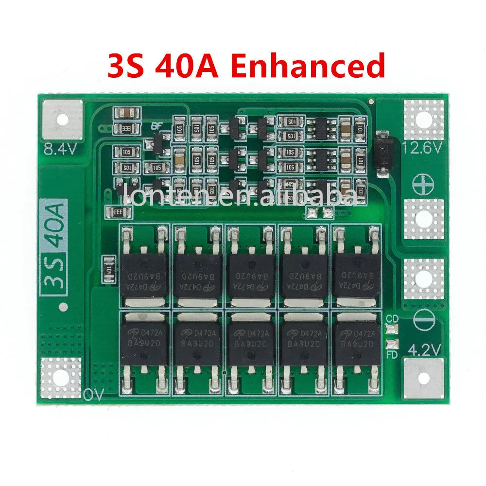 Custom 3S/4S 40A/60A Li-ion Lithium Battery Charger Protection Board 18650 BMS For Drill Motor Enhance/Balanced 11.1V/12.6V/14.8V/16.8V Manufacturer