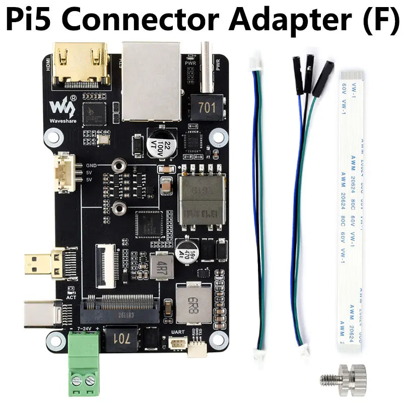 Raspberry Pi 5 PCIe to M.2 NVME SSD Multi Function Adapter Board PoE Ethernet Power over RJ45 Ethernet Driver-Free