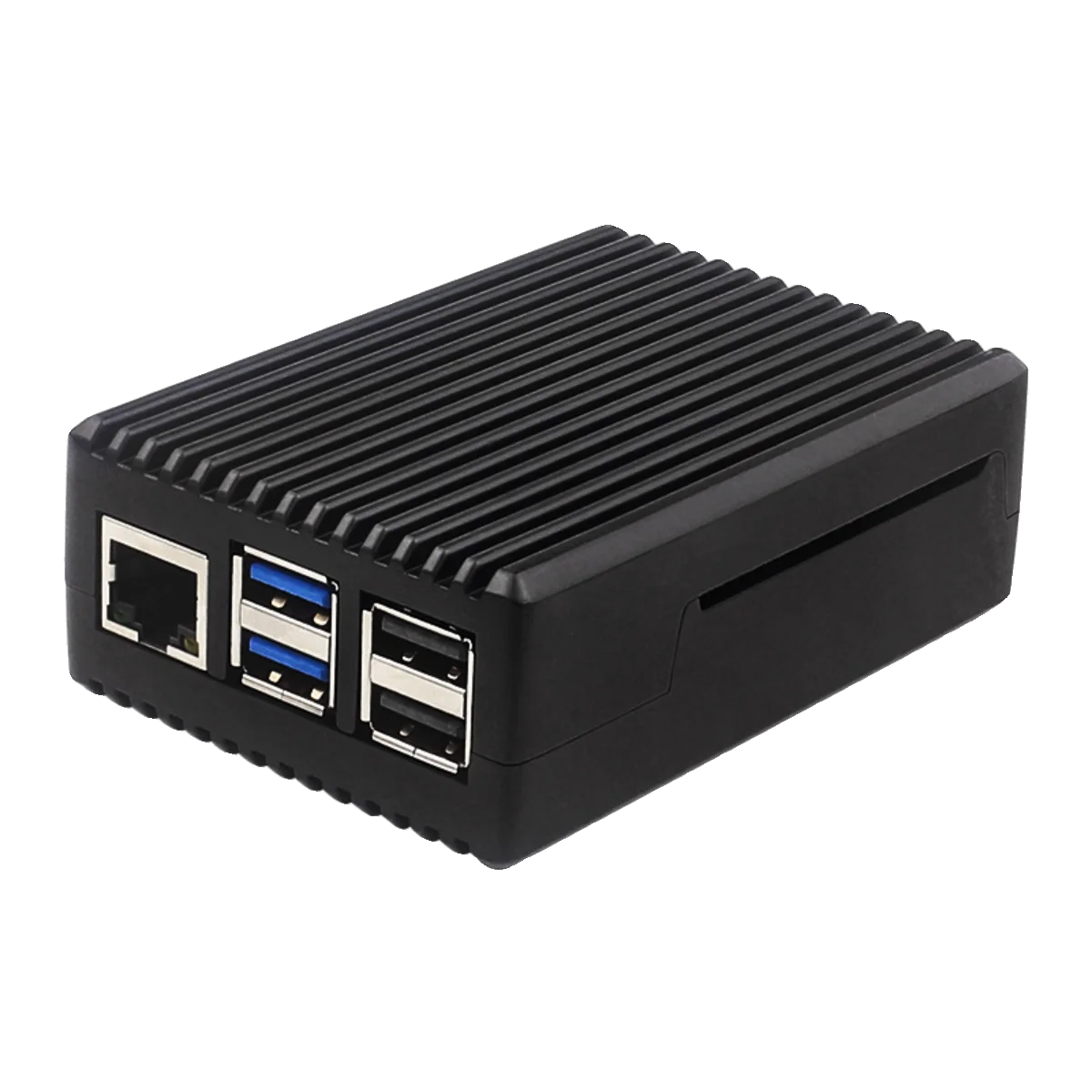 Raspberry Pi 5 Aluminum Case with Passive Cooling Silicone Heat Sinks Switch Button Silent Heat Dissipation
