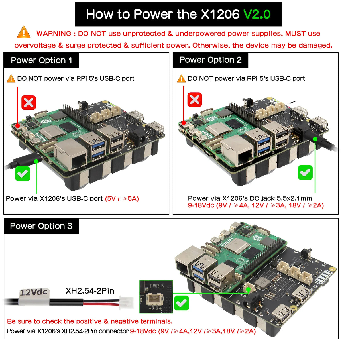 X1206 V2.0 Power Management Board 21700 5V UPS HAT Compatible with 4 Cell 21700 Batteries for Raspberry Pi 5