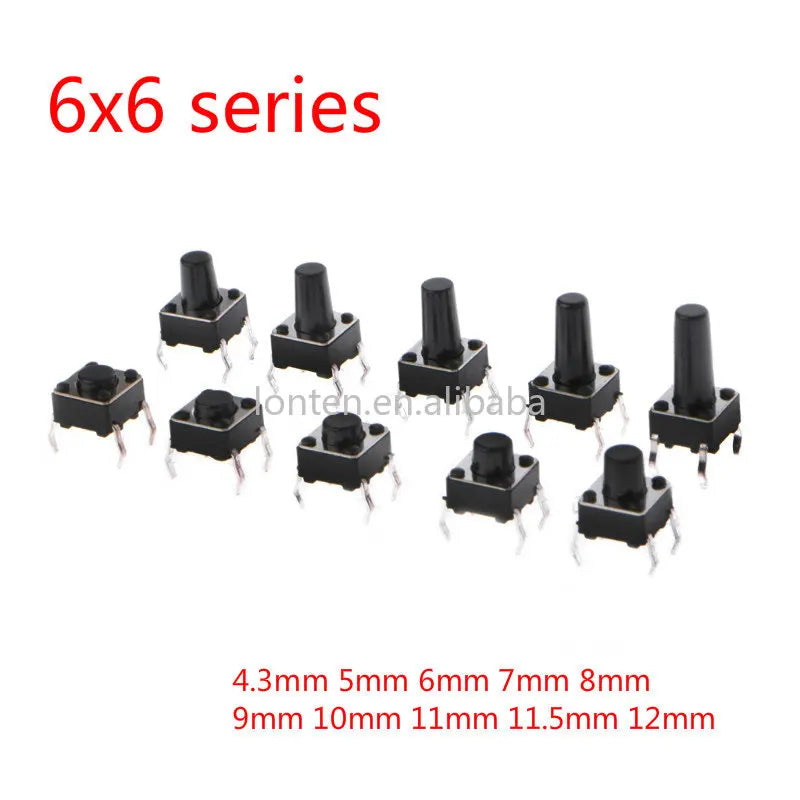 Custom 50PCS 6x6mm Panel PCB 6X6X5/4.3/6/7/8/9/10/12MM Tact Switch Push Button Switch 12V 4PIN DIP Micro Switch For TV/Toys/home Manufacturer