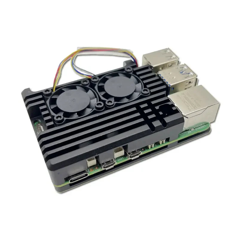 Raspberry Pi 5 Aluminum Case Dual Fan Metal Shell for RPI 5 Pi5