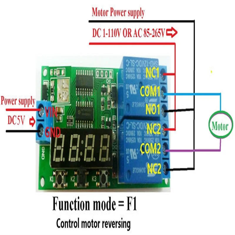 Custom OEM KC22B02_5V*5 5pcs DC 5V Digital Dual Programmable Relay Control Cycle Delay Timer Timing Switch LED Manufacturer