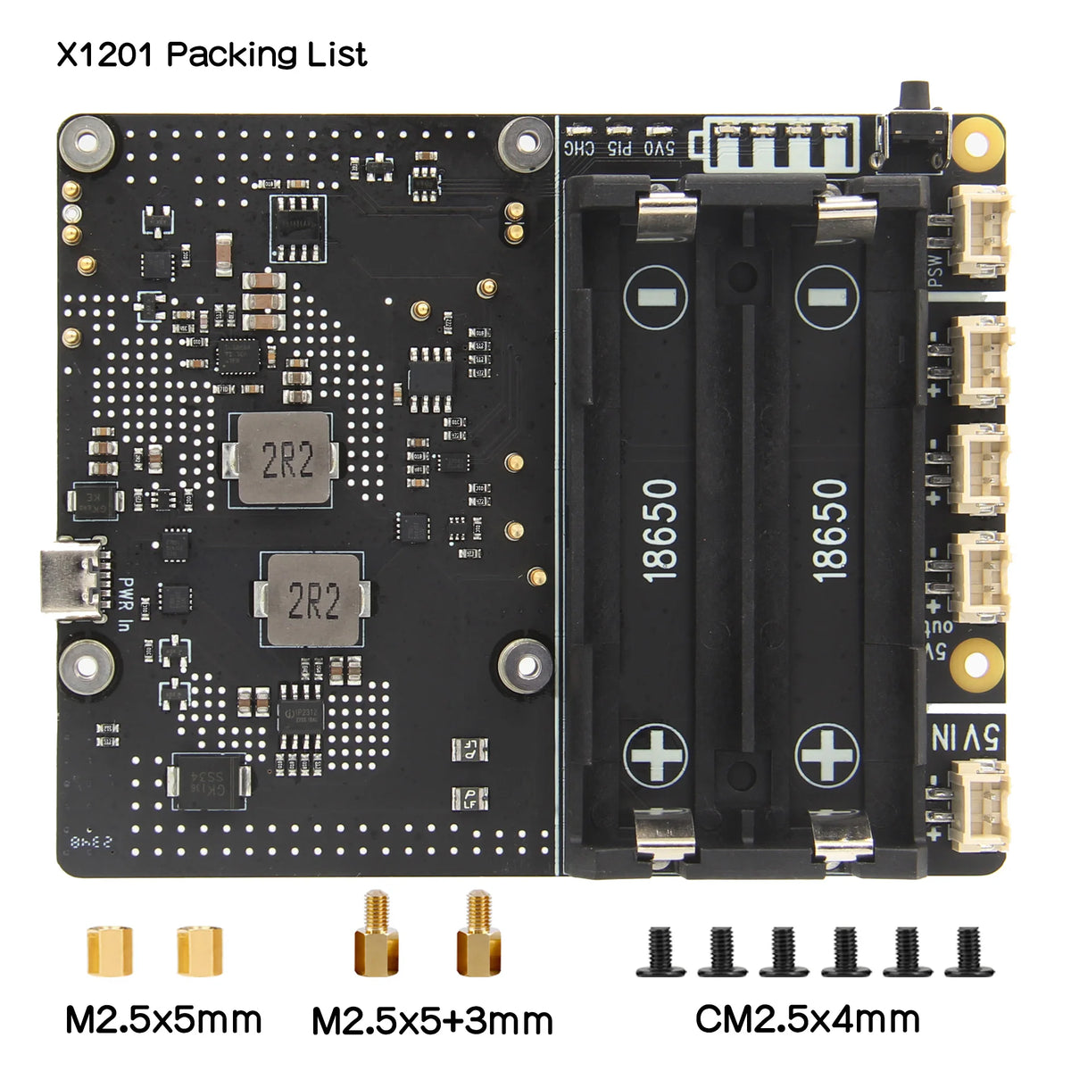 Custom  Raspberry Pi 5 18650 UPS, X1201 V1.1 Power Management Board with Auto Power On for Pi 5