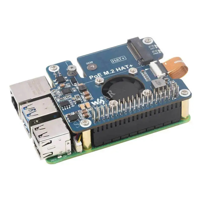 Raspberry Pi 5 PoE HAT Supports PCIe to M.2 Adapter with PoE Function NVMe Protocol M.2 Solid State Drive for Education Learning