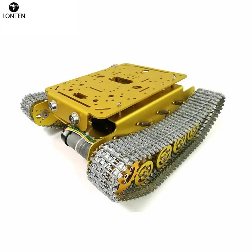 Custom Lonten TS100 DIY Metal Shock Absorption Tracked Robot Programmable Smart Car Chassis Kit with 9/12/33v Motor (No Encoder) - Gold Manufacturer