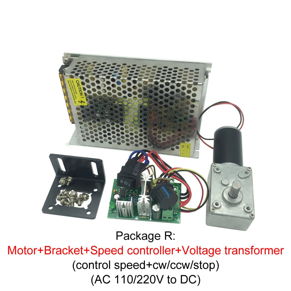 Custom Worm Gear Motor 12V 24V Reversed 12-470rpm DC Motor High Torque 3.4-70kg Self-Lock For Curtain Machine Billboard Home Equipment Manufacturer
