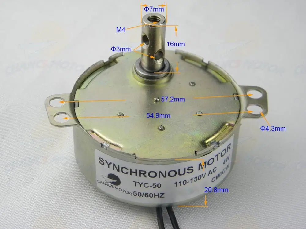 Custom Incubator Motor TYC-50 110V/220V 2.5-3RPM/5-6RPM Synchronous Motor With Cord 1.8m Length Power Cord Switch Plug Extension 2PCS Manufacturer