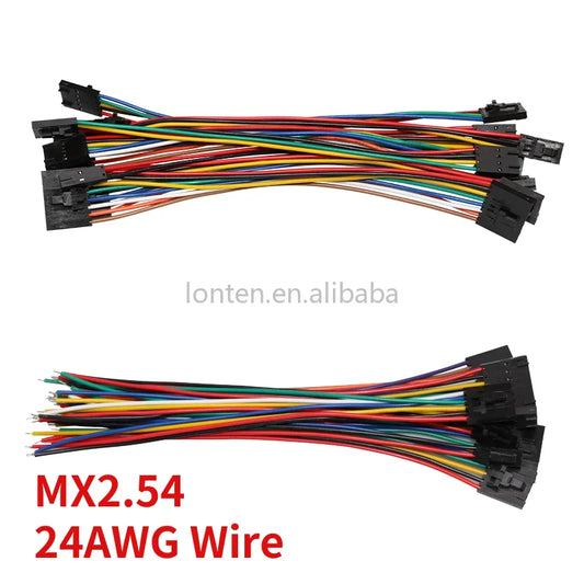 Custom 20CM Dupont 2.54MM Cable 2-10Pin with Locking Terminal Cable Single Head Double Head 24awg MX2.54 Electronic Cable Manufacturer