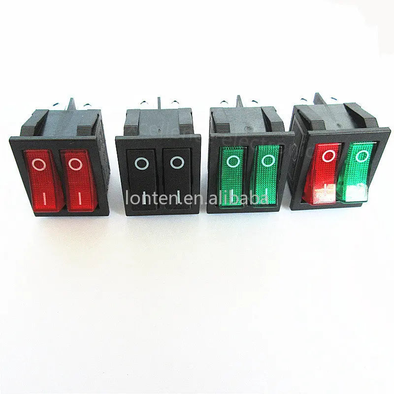 Custom 1PCS KCD6 Double Light Rocker Switch 6PIN 4PIN 16A 250V 20A 125V ON-OFF  Boat Power Switch Waterproof Cap Manufacturer