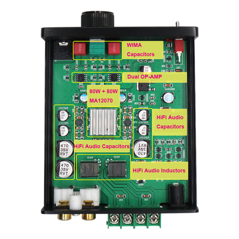 2*80W Infineon MA12070 Digital Audio Power Amp For Speakers 20W~200W HiFi Stereo Amplifier Class D Aux DC15-19V pcb assembly Customize