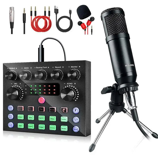 Custom BM800 Condenser Microphone Kit with Audio Mixer for Streaming,Voice Changer Microphone for Live Podcast Equipment Bundle,Karaoke Manufacturer