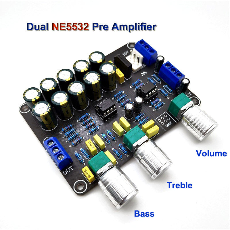 Dual NE5532 Tone Preamplifier Board Audio Equalizer Preamp Treble Bass Tone Control Pre amplifier pcb assembly