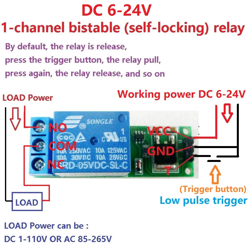 Custom OEM 2X DC 6V 9V 12V 24V Flip-Flop Latch Relay Module Bistable Self-locking Switch Low pulse trigger Board for ardui Smart home L Manufacturer