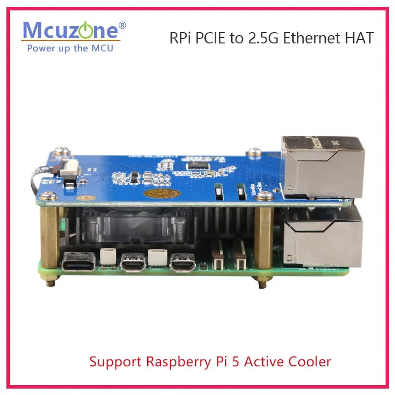 MP2.5G Raspberry Pi 5 PCIE to 2.5G Ethernet HAT,RTL8125,RPi OS Driver-free Custom