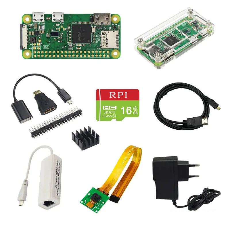 Custom  Raspberry Pi Zero W Kit + Acrylic Case + GPIO Header + Heat Sink + Power Supply +Camera Option 1GHz CPU 512Mb RAM Raspberry Pi W Manufacturer