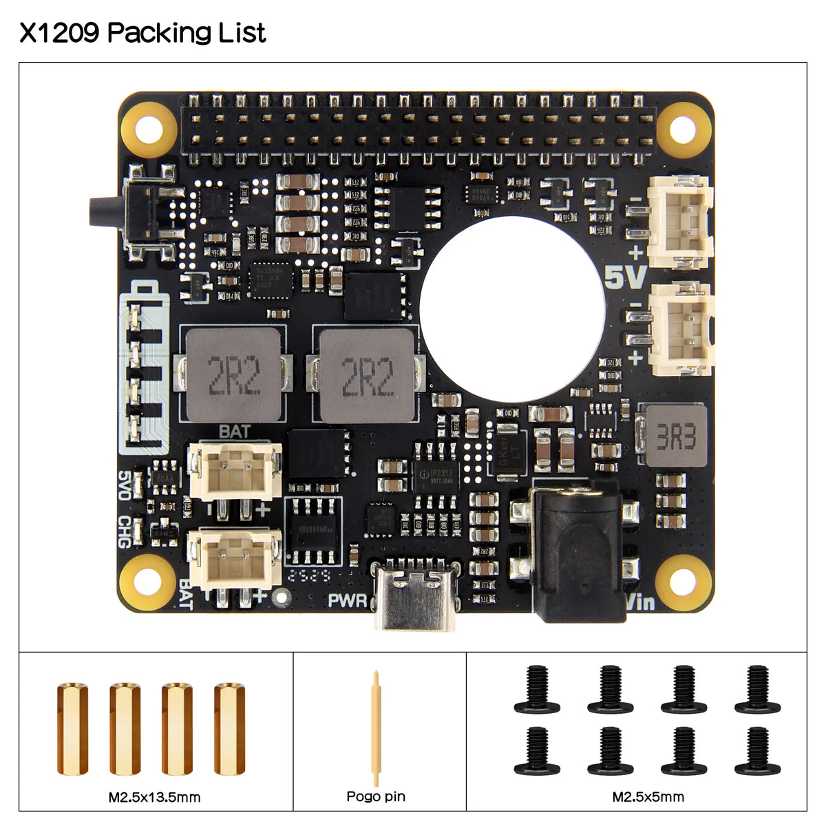 X1209 V1.0 5V UPS Shield & Power Management Board for Raspberry Pi 5 / 4B /3B