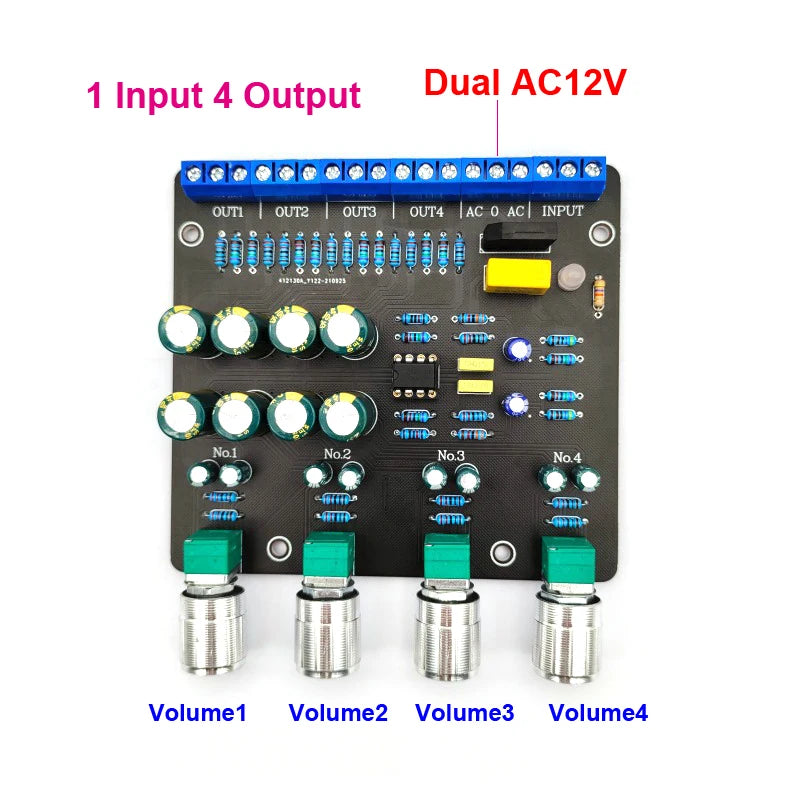 Custom 1 Input 4 Output AUX Hub Audio Distributor Signal Selector Switch Audio Source Switcher For Amplifier Board pcb assembly Manufacturer
