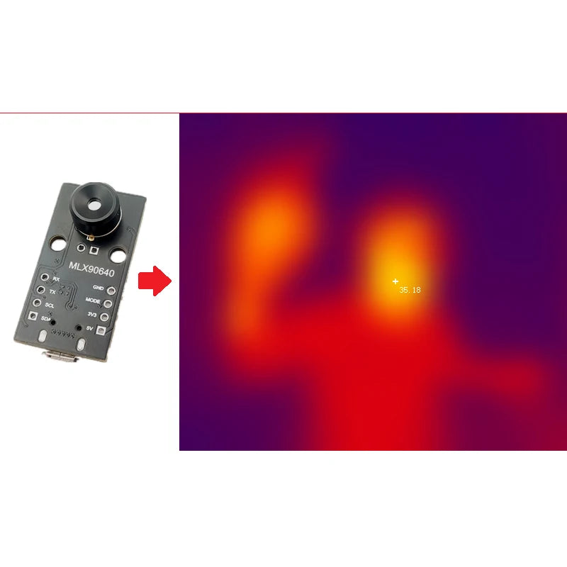 Temperature Sensor Matrix Custom 55 Degree MLX90640 infrared temperature measurement dot matrix ...