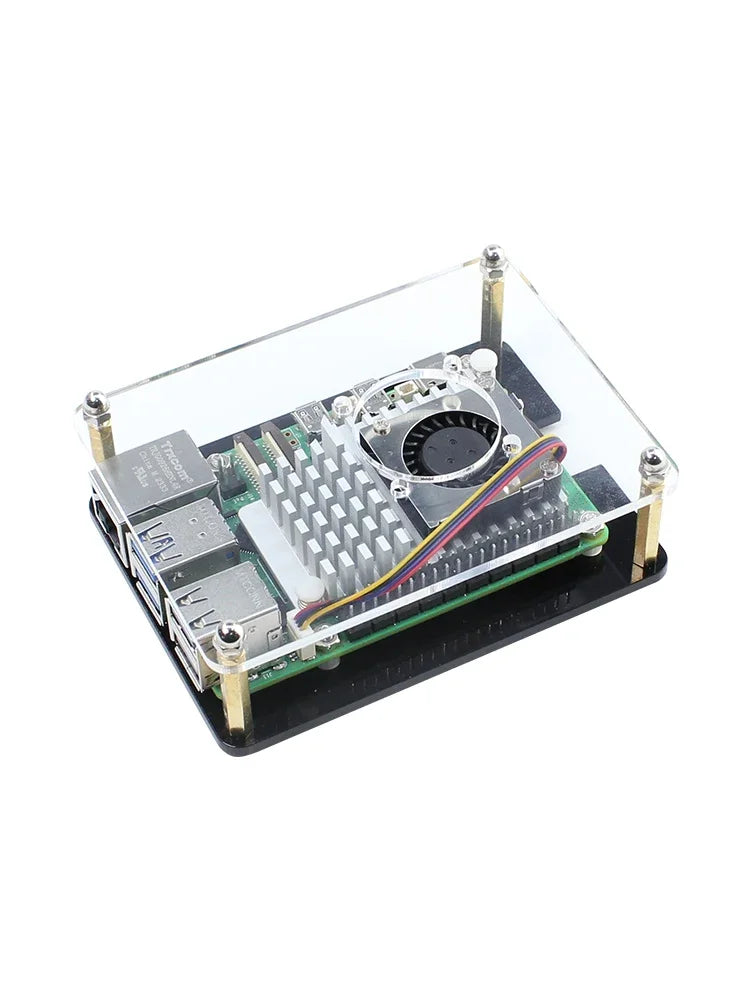 Raspberry Pi 5B/4B/3B+ Cluster Case - Stackable Acrylic Enclosure with Cooling Fan Mounts for Pi Rack