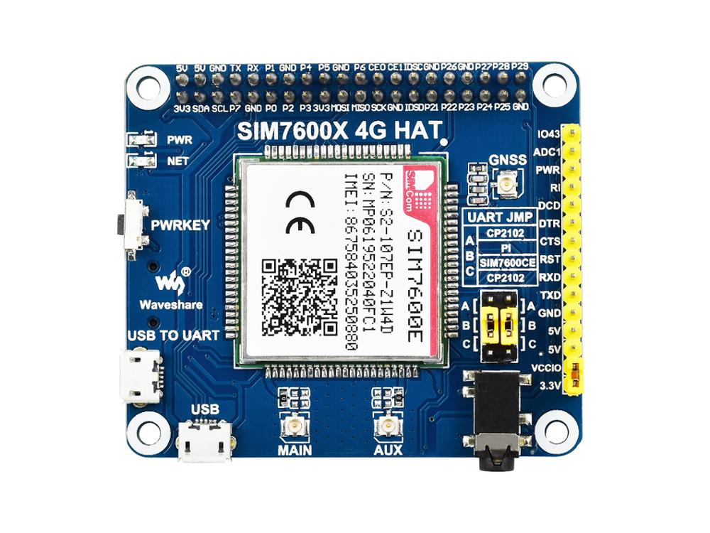 SIM7600E LTE Cat-1 HAT for Raspberry Pi 3G / 2G / GNSS as well for Southeast Asia West Asia, Europe Africa Custom PCB customize