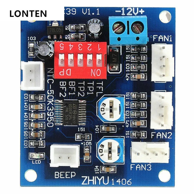 Custom China Custom PCB SMD/DIP PCBA Factory PCBA Assembly DC 12V Four Wire 4 wire Thermostat PWM Fan Speed Controller Module Manufacturer