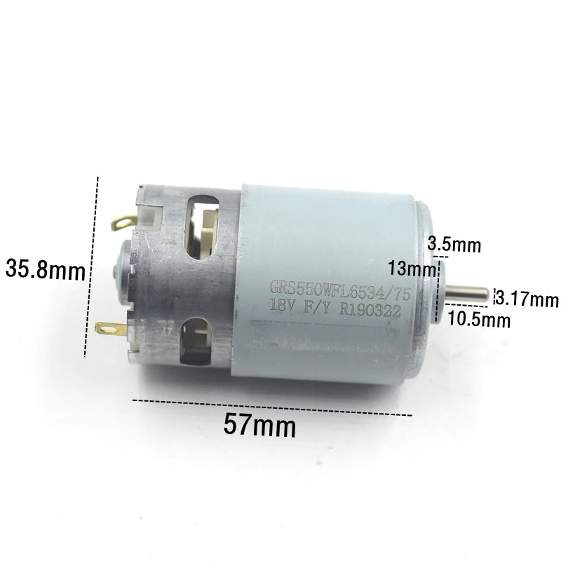 Custom GRS-550WFL6534/75 Carbon Brush Motor DC 18V 22000RPM High Speed Strong Magnetic Cooling Fan for Electric Drill/ Cutting Machine Manufacturer