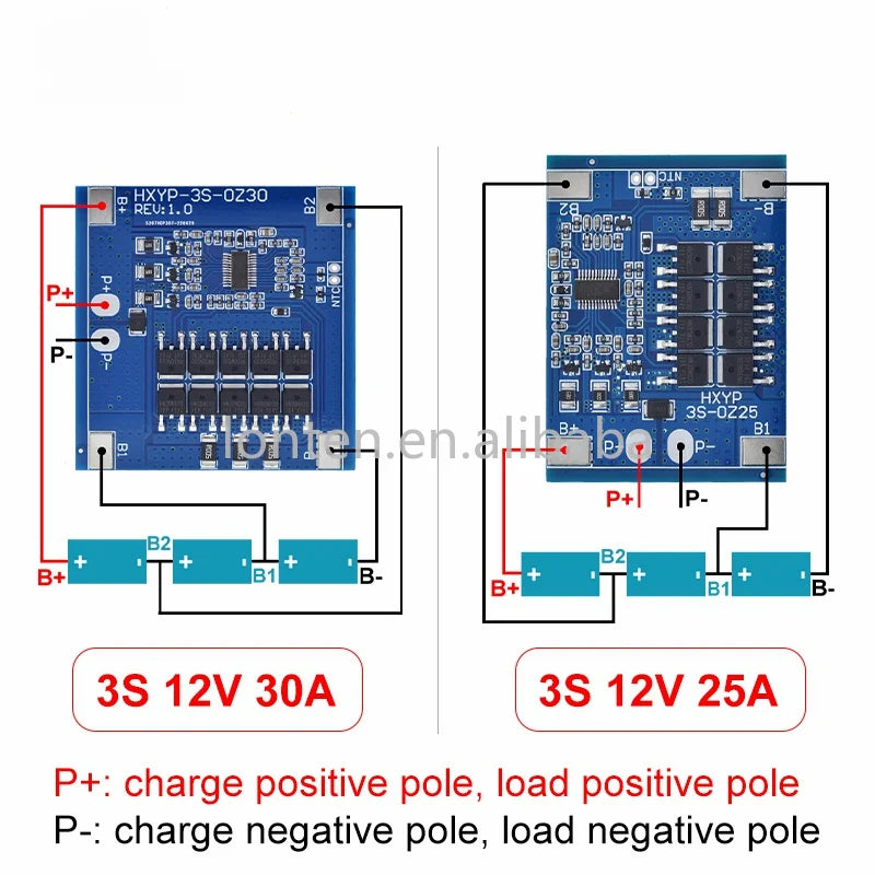 Custom 3S 12V 15A / 20A BMS 18650 Lithium Battery Protection Board 11.1V 12.6V Anti-overcharge With Balance And Temperature Control Manufacturer