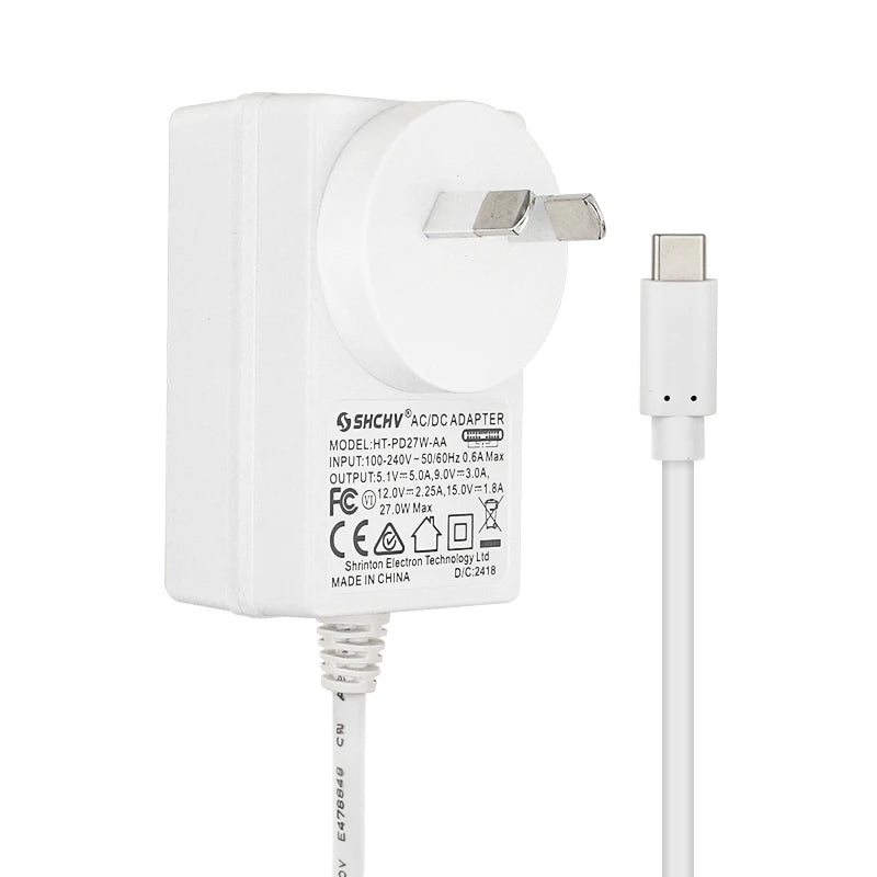 Raspberry Pi 5 USB-C PD 27W 5.1V 5A AU Plug Power Adapter for Australia & New Zealand