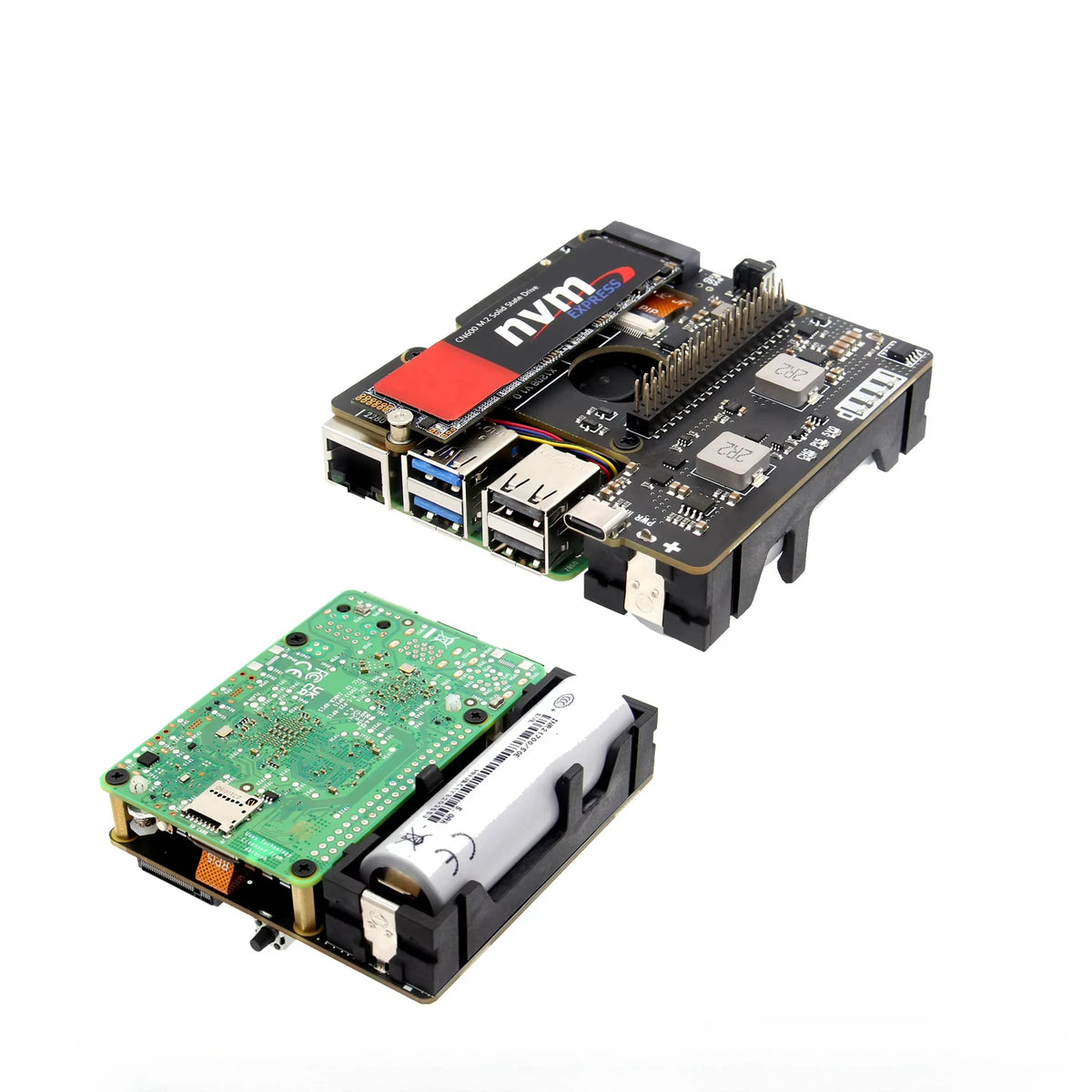 X1208 V1.0 UPS M.2 NVMe Hat Power Management Board for Raspberry Pi 5 Supports 1 Cell 21700 Battery & M.2 NVMe SSD