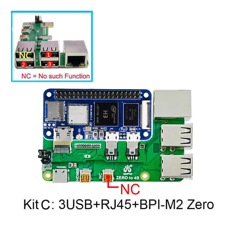 Custom BPI-M2 Banana Pi M2 Zero board with 3B/4B interface adapter BPI-M2 zero to 3B+ bpi 0 USB HUB RJ45 HAT Manufacturer