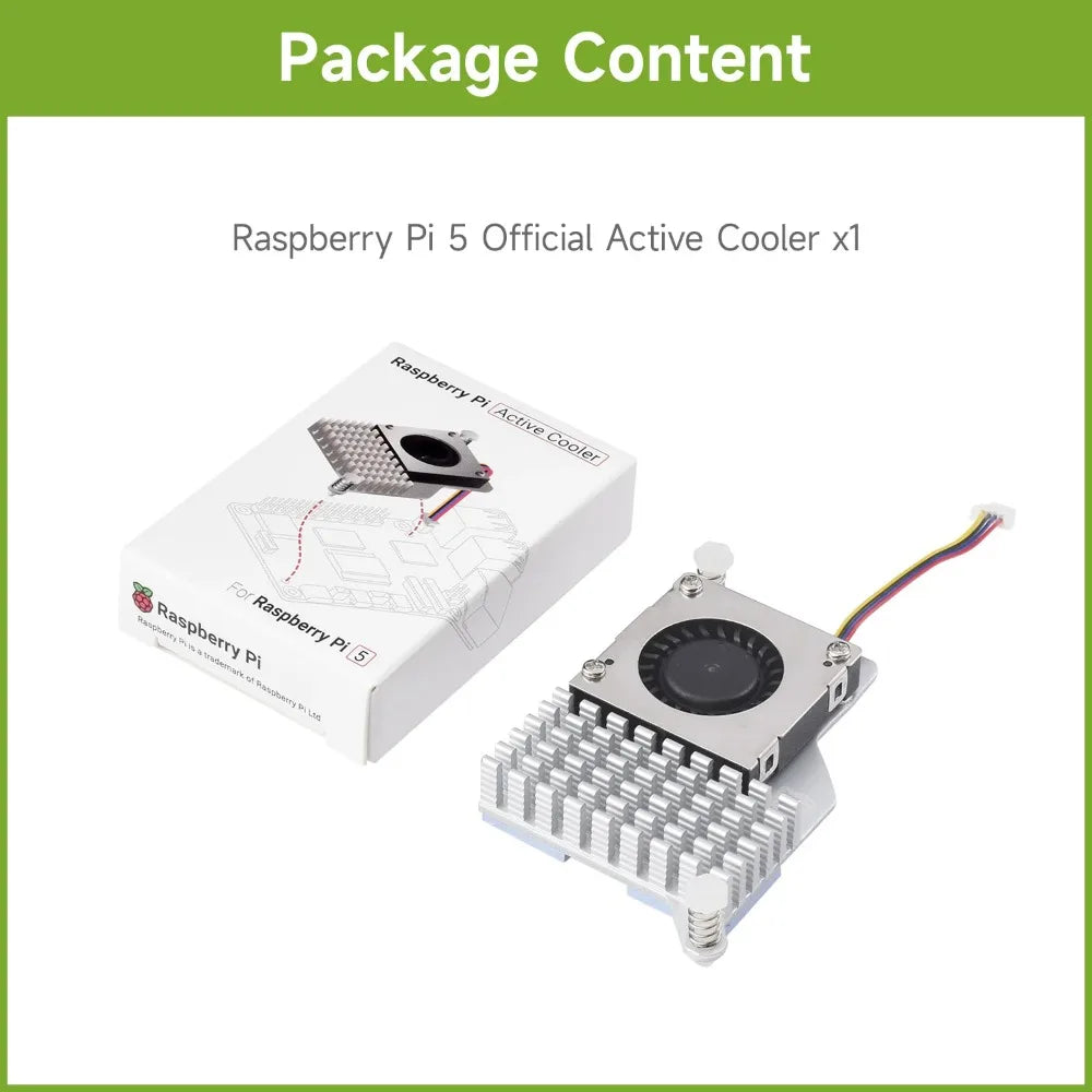 Official Raspberry Pi Active Cooler for Raspberry Pi 5, Temperature-controlled Blower Fan, Aluminium Heatsink, with Thermal Tape