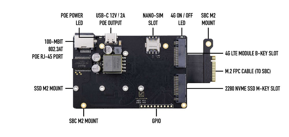 Khadas M2X Extension Board Custom PCB solar dc motor pump driver 3hp pcba pcba placa 2g2e gigabit convertidor de medios customize