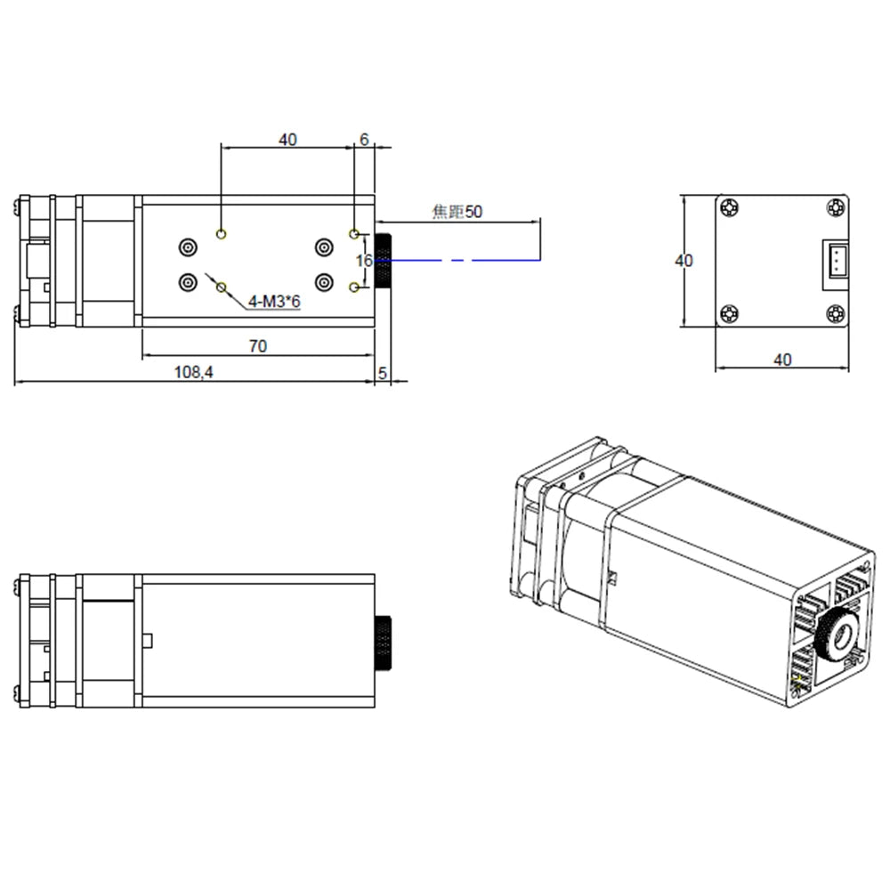 Custom Laser Module Head 450nm Blue Light TTL 12V 15W 40W 24V 80W Module For Laser Engraver Wood Cutting Smarter Wood Tools Manufacturer