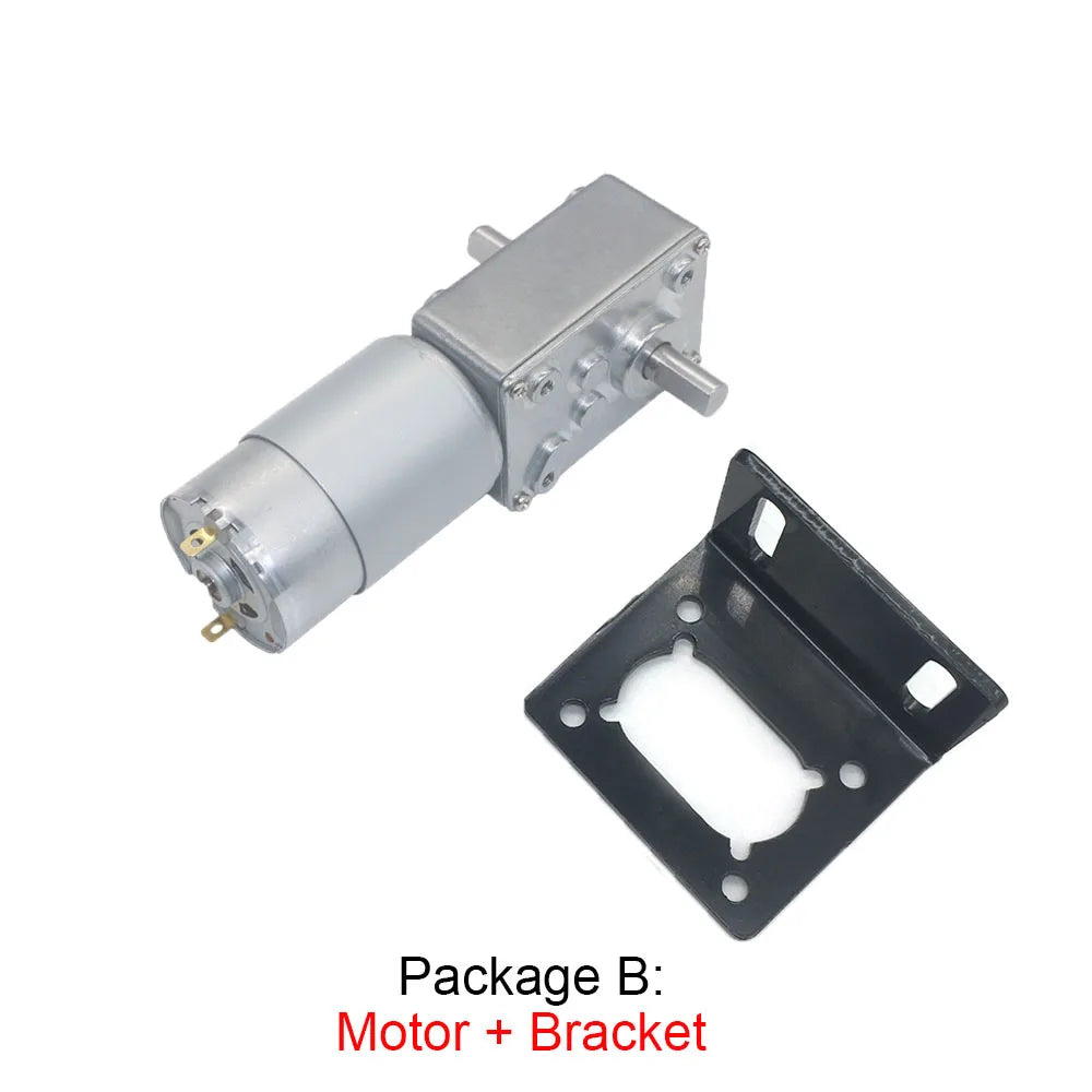 Custom A58SW-555S 12-24V 16-470RPM Worm Geared Motor Double D Shaft Reversed Metal Gear Self-lock Motor DIY Robot Door Lock Manufacturer